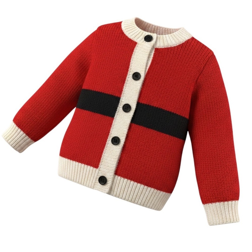 So'Dorable Santa Cardigan Kids 6-12M Red Excellent Holiday Knit Sweater